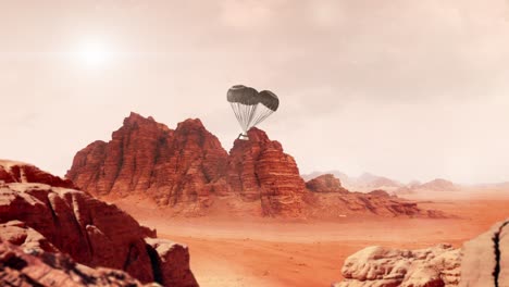 Space-Capsule-Parachute-Descending-to-the-Surface-of-Mars