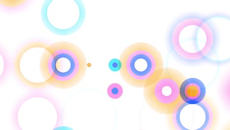 Schöne-Abstrakte-Animation-Mehrfarbiger-Kreise,-Die-Auf-Der-Weißen-Hintergrundanimation-Erscheinen-Und-Verschwinden