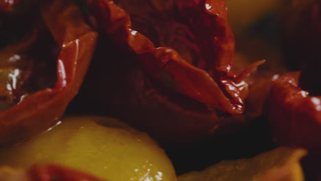 Close-Up-Sliding-Macro-Shot-of-Fresh-Italian-Pepperoni