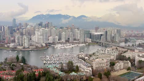 Magnificent-Cityscape-Of-Downtown-Vancouver-Yaletown-and-False-Creek---aerial-shot