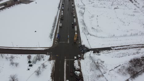 Aerial,-trucker's-protest-in-Ottawa,-Canada