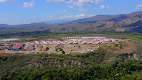 On-Site-Contractor-Workforce-Facility-Buildings-for-Presa-Monte-Grande-Dam-Development-Construction-Project---Aerial-Closing-in-shot