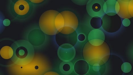Abstrakter-Schwarzer-Hintergrund-Mit-Mehrfarbigen-Blinkenden-Disco-Kreisen-Muster-Hintergrundanimation---Grafiken