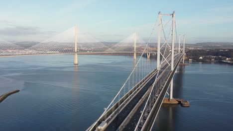 Aerial-view-of-the-Forth-Road-Bridge-with-the-Queensferry-Crossing-in-the-background