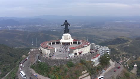 Aerial:-Cristo-Rey,-travel,-Guanajuato-Mexico,-drone-view