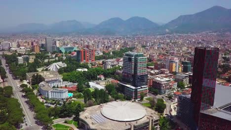 Downtown-in-the-vibrant-and-bustling-city-of-Tirana,-Albania,-in-Eastern-Europe