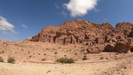 The-cliffs-and-ancient-tombs-of-the-Rose-City-of-Petra,-Jordan-in-a-walking-hyper-lapse