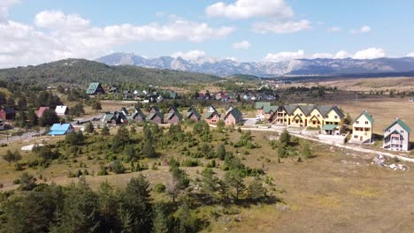 Zabljak-Holiday-Resort-at-Durmitor-National-Park,-Montenegro---Aerial