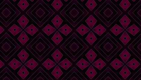 Gráficos-De-Movimiento-De-Animación-De-Patrón-De-Mosaico-Transparente-Púrpura-Y-Negro-Desplazándose-A-La-Derecha-Flores-De-Color-Rosa-Oscuro-Sobre-Fondo-Negro