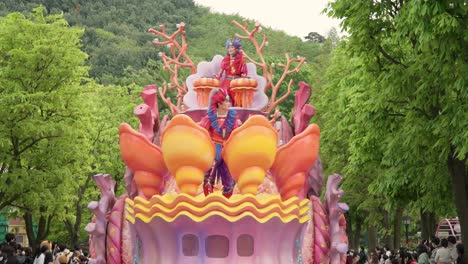 Men-In-Costume-Dancing-And-Playing-Drums-On-The-Float-With-Under-The-Sea-Theme-At-Everland-Amusement-Park