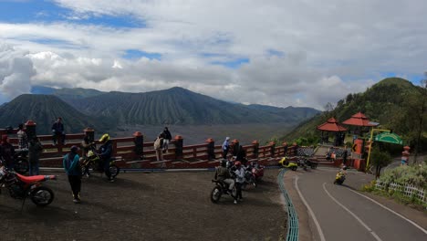 The-perspective-of-a-person-looking-at-the-view-of-Mount-Bromo-from-the-top-of-a-moving-car