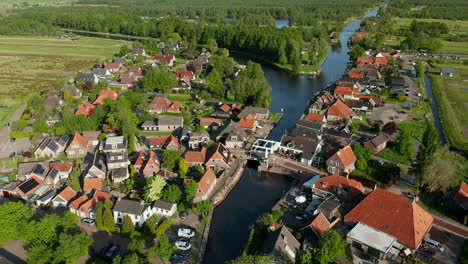 Aerial-Drone-View-Of-Ossenzijl-Village-In-Overijssel-Province,-The-Netherlands