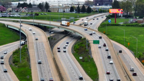Aerial-of-traffic-flowing-on-interstate-highway