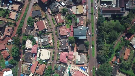 Aerial-view-of-rich-district-with-valuable-properties-in-Kampala-city,-Uganda