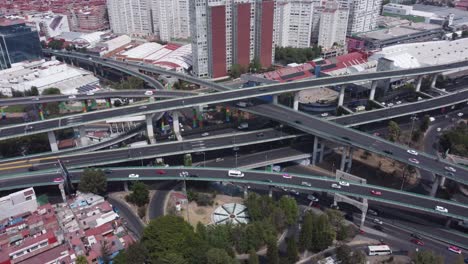Orbiting-aerial-view-of-a-highway-in-Mexico-City