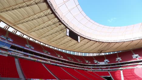 Low-angle-shot-looking-up-at-the-open-roof-of-the-Mane-Garrincha-Stadium-in-Brasilia