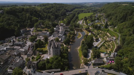 aerial-of-the-Ourthe-River-at-Durbuy-FLYING-LEFT