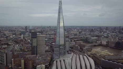 Aerial-view-of-downtown-London;-including-The-Shard