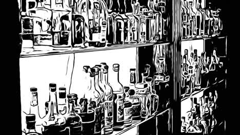 Black-and-White-animation-of-liquor-on-shelf
