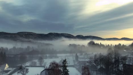 Aerial-Drone-Footage-of-a-Foggy-Neighborhood-in-the-Winter