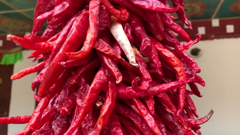 Bundle-of-dry-red-Chilies-hanging-by-the-front-of-the-farmer-house