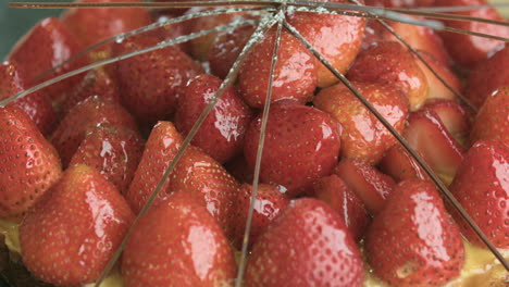 Close-Up,-Cake-With-Strawberry-Topping