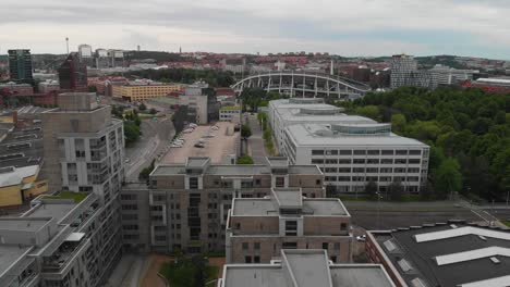 Aerial-footage-over-new-built-apartments-in-the-urban-part-of-Gothenburg-called-Garda