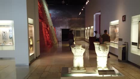 View-of-the-museum-exhibits-in-the-Great-Museum-of-the-Mayan-World-in-Merida,-Yucatan,-Mexico