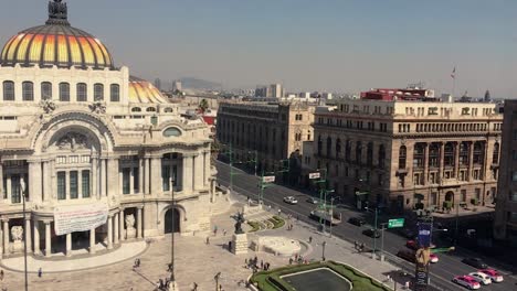 Eje-Central-Avenue-Next-to-the-Fine-Arts-Palace-on-a-Sunny-Day,-in-Mexico-City's-Downtown