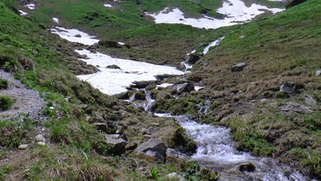 Waterfall-in-a-valley-flows-under-the-snow