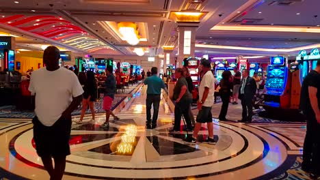 Gimbal-walking-shot-inside-the-casino-of-The-Palazzo-:-The-Venetian-in-Las-Vegas,-Nevada,-United-States