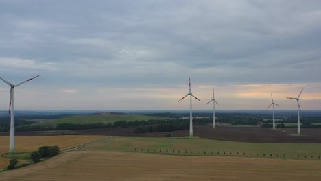 Wind-turbines-turn-quietly-in-the-evening-in-slow-motion