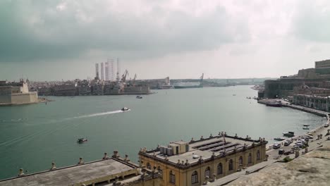View-of-the-beautiful-harbour-from-city-of-Valletta,-Malta-during-summer