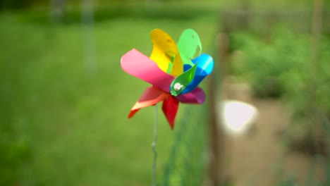 Pinwheel-toy-slow-motion-on-sunny-day