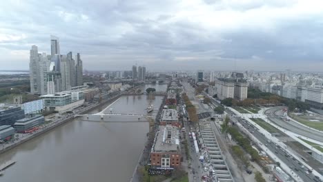 Aerial-view-of-Buenos-Aires-city,-Puerto-Madero,-background-buildings