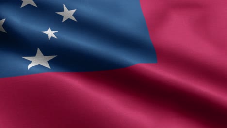 Closeup-waving-loop-4k-National-Flag-of-Samoa