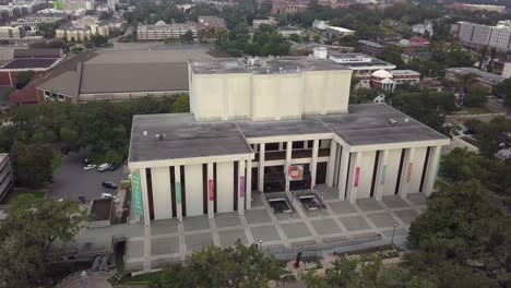Slow-aerial-pan-outside-State-Library-and-Archives-of-Florida-in-downtown-Tallahassee