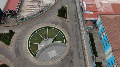4k-daytime-aerial-drone-footage-over-Ovalo-Garcilaso-from-Avenida-de-la-Cultura-boulevard-in-Cusco,-Peru-during-Coronavirus-lockdown