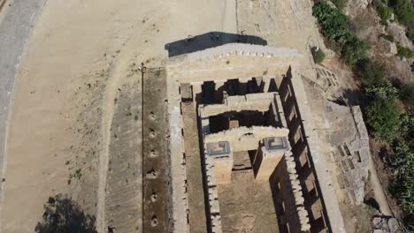 Aerial-tilt-down-shot-of-old-greek-temples-in-Agrigento,Sicily