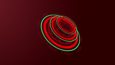 Futuristisch-Anmutende-Digitale-Kreise-Mit-3D-Ansicht-Auf-Rotem-Hintergrund