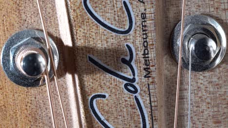 Closeup-Of-Acoustic-Guitar-Headstock,-Wood-Musical-Instrument
