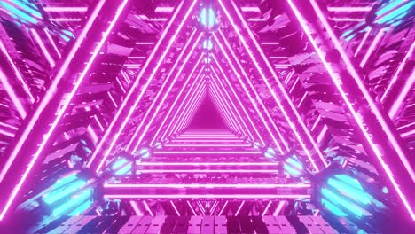 Motion-graphics-sci-fi:-purple-and-teal-rhombus-and-triangle-tunnel-designs