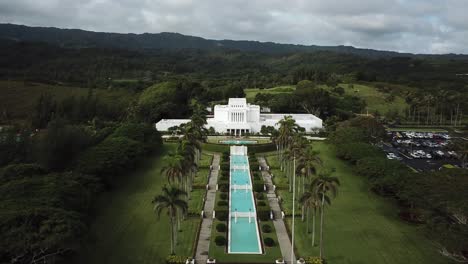 Aerial-Shot-Approaching-the-Laie-Hawaii-LDS--temple