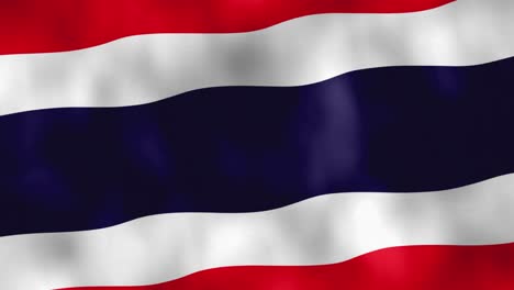 Nahaufnahmeanimation-Der-Nationalflagge-Des-Königreichs-Thailand,-Die-Im-Vollbildmodus-Weht
