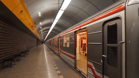 Opened-Doors-of-Empty-Metro-Train-and-Idle-Metro-Subway-Station