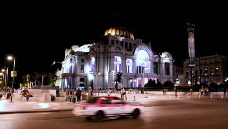 The-palace-of-fine-arts-at-night-in-downtown-Mexico-City-during-"the-new-normal"-post-covid-19