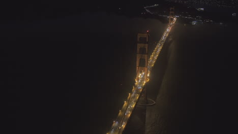Aerial-view-of-a-bridge-at-night
