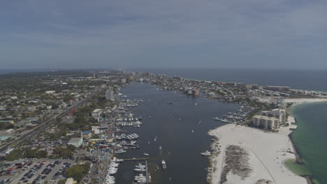 Destin-Florida-Aerial-v8-dolly-out-birdseye-shot-of-a-harbor-in-the-city---DJI-Inspire-2,-X7,-6k---March-2020