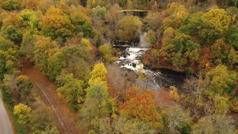 An-aerial-shot-of-the-colorful-fall-foliage-in-upstate-NY