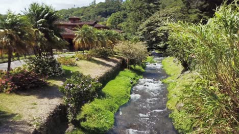Stream-Flowing-in-Beautiful,-Quaint-Town-of-Boquete,-Chiriqui,-Panama